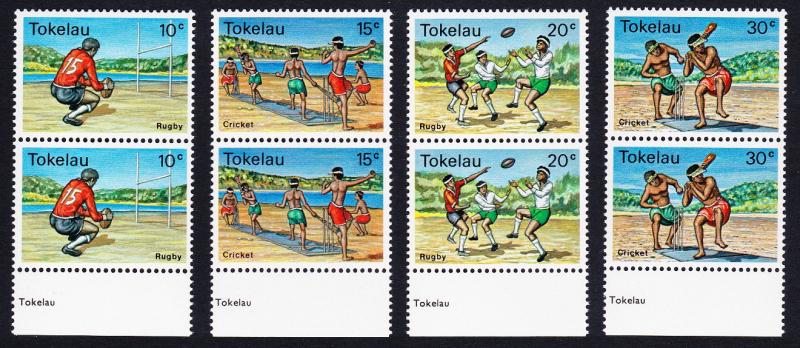 Tokelau Local Sports 4v Pairs with bottom selvages SG#69-72 SC#69-72