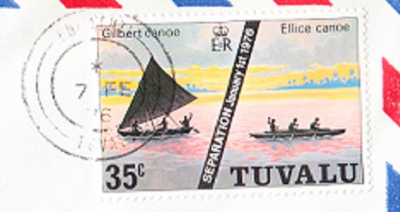 TUVALU cover postmarked 7 Feb 1976 - personnal correspondance, non-philatelic