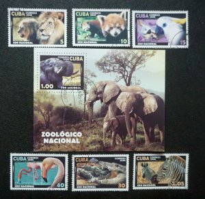 CUBA Sc# 4865-4871 ZOO ANIMALS wild African CPL SET of 6 + SS   2008  used / cto