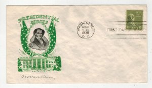 1938 PRESIDENTIAL SERIES FDC NICE CACHETCRAFT 813-43 MARTIN VAN BUREN