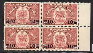 Canada  Scott #E9 block of four   Mint NH Scott CV $48.00