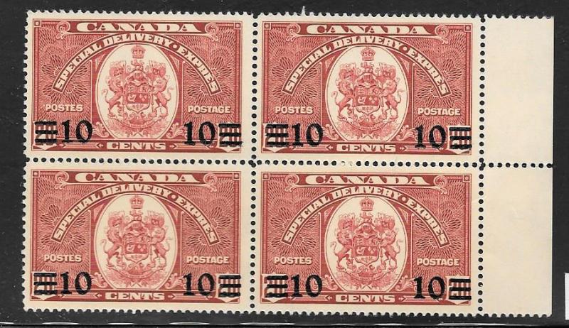 Canada  Scott #E9 block of four   Mint NH Scott CV $48.00