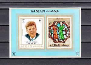 Ajman, Mi. Cat. 792, BL268 C. President John Kennedy value as a s/sheet.  