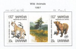 UKRAINE - 1997 - Wild Animals -  Perf 2v & Label Strip - M L H