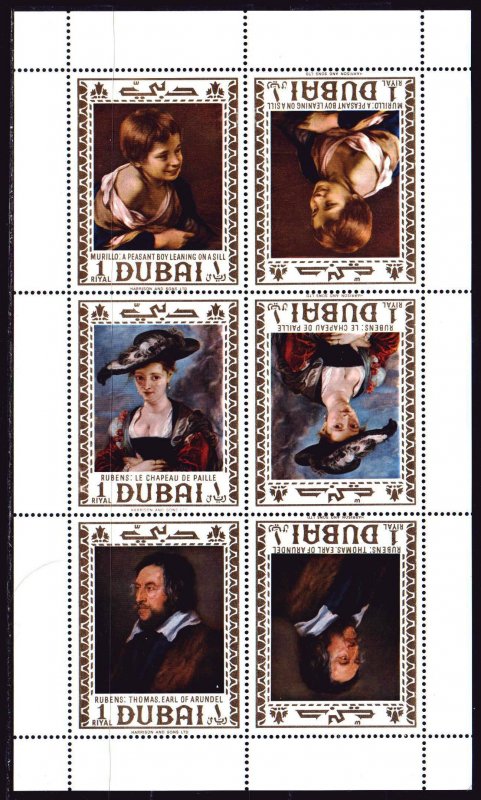 Dubai. 1967. Small sheet 273-75. Rubens, Murillo, painting, paintings. MNH. 