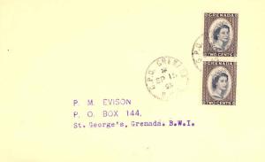 Grenada 2c Queen Elizabeth II 1953 Gouyave, Grenada B.W.I. to Port-of-Spain, ...