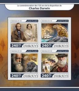 Djibouti - 2017 Charles Darwin - 4 Stamp Sheet - DJB17221a