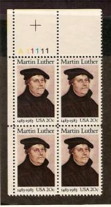 US Stamp #2065 MNH - Martin Luther Plate Block /4