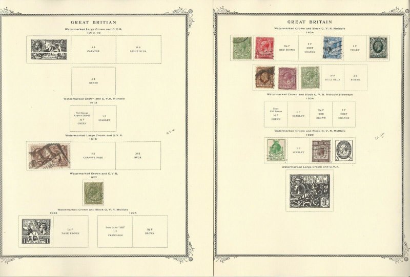 Great Britain Stamp Collection 1840-1969 on 50 Scott Specialty Pages, JFZ