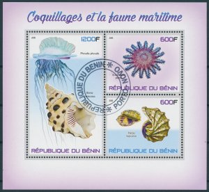 Seashells & Marine Animals Stamps 2015 CTO Sea Shells Marine Life 3v M/S