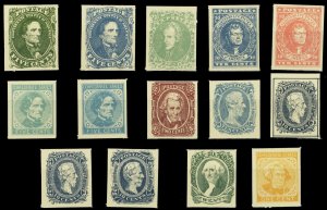 CSA Set of 14 SPRINGFIELD Reprints/Facsimiles of First Confederate Stamps