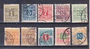 Denmark Scott P1-P10 Used (Catalog Value $163.00)