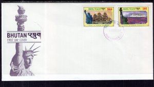 Bhutan 574-575 Ships Statue of Liberty U/A FDC