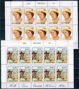 Redonda-Antigua, 1980 issue. Queen Mother`s Birthday sheet. Race Horse shown.