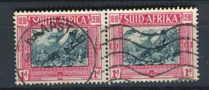 SOUTH AFRICA; 1930s early Voortrekker issue fine used 1d. Pair