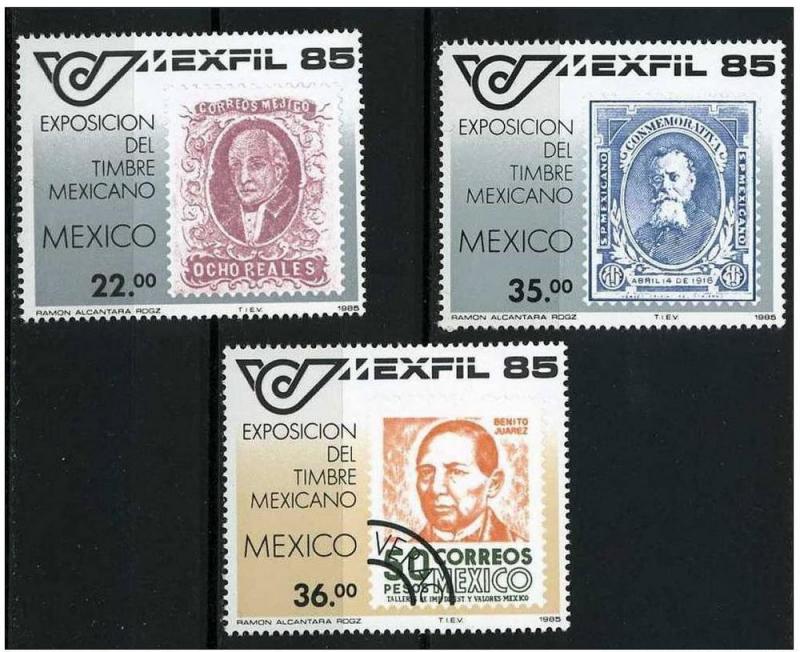 Mexico1985 Scott 1382 - 1384 (3) MNH - Stamps expo EXFIL