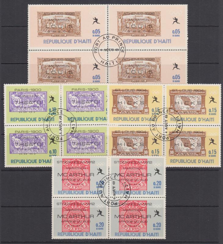 Haiti Sc 616-616O used 1969 Mexico City Olympics complete, blocks of 4, VF