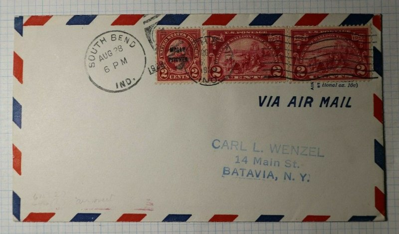 US Sc#615 646 Airmail Event Cover 1929 Air Meet National Race South Bend ID Show