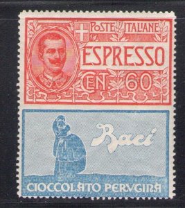 1925 Italy - Kingdom , Advertiser n. 21 , 60 cent red and blue Columbia Baci Per