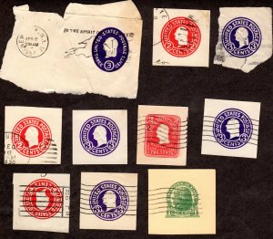 USA, Cut Squares, Lot of 10 used cut squares.  Lot 230811 -18