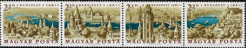 Hungary 1961 Sc B223a Strip of 3 MNH vf
