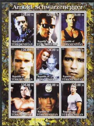 Turkmenistan 2000 Arnold Schwarzenegger perf sheetlet con...