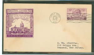 US 782 1936 3c Arkansas Centennial (single)on an addressed first day cover with a mutual stamp company cachet.