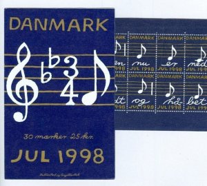 Denmark.  1998 Booklet. With 30 Christmas Seals Mnh. Music Notes