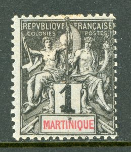 Martinique 1892 French Colony 1¢ Black Navigation & Commerce Sc #33 Mint E109