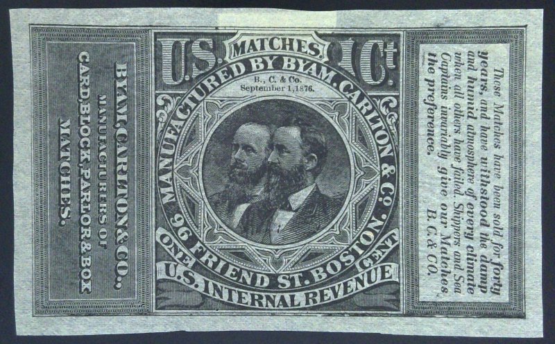 Scott #RO56a - 1c Black - Old paper - Byam, Carlton & Co.