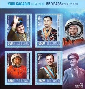 Stamps. Space. YURI GAGARIN 55 years 2023 year 1+1 sheets perforated Congo NEW