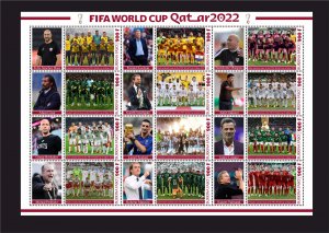 Stamps.Soccer World Cup in Qatar 2022 All Teams, 2022 year ,3 sheets perforated