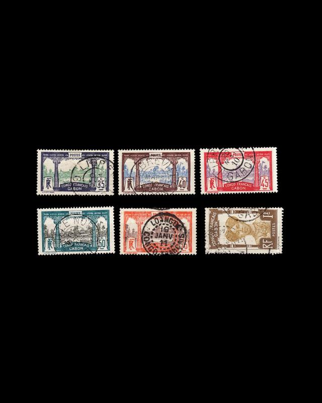 VINTAGE: GABON 1910  USED LH, LHR SCOTT # 33-44 $517 LOT #9788