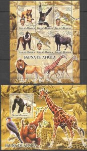 Bc1416 2005 Guinea-Bissau Animals Fauna Of Africa & Schweitzer #3209-4+Bl536 Mnh