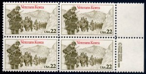 Scott #2152 Veterans Korea Block of 4 Stamps - MNH