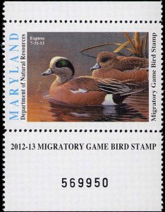 MARYLAND #39 2012 STATE DUCK STAMP AMERICAN WIDGEONS  by Wilhelm Goebel