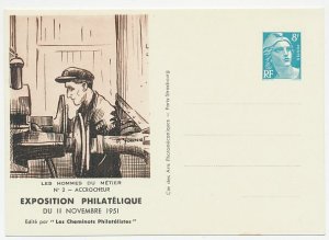 Postal stationery France 1951 Train staff