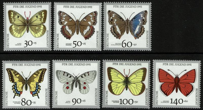 Germany B705-712 Short Set MNH - Butterflies - 1991