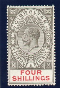 Gibraltar 1924 KGV 4s black & carmine MLH. SG 100. Sc 88.