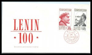 1970 Checoslovaquia primer día cubierta cubierta - 100th aniversario del nacimiento de Lenin, Praha R10 