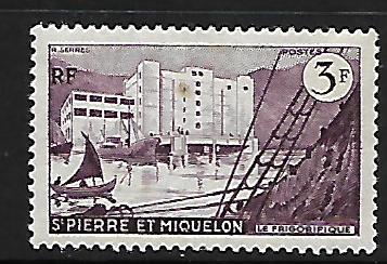 ST. PIERRE & MIQUELON 348 MNH FISH FREEZING PLANT 1955