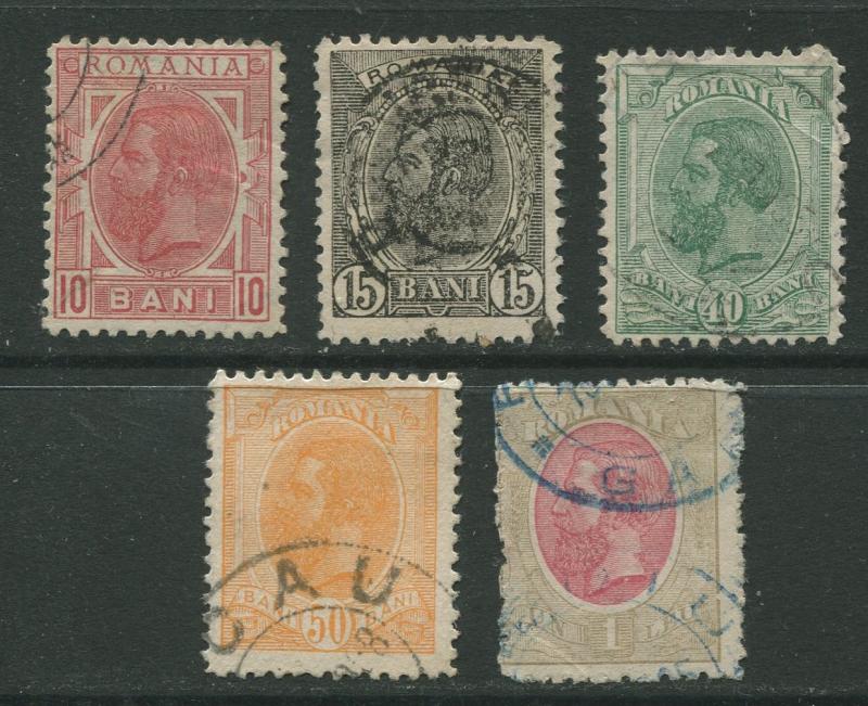 STAMP STATION PERTH Romania #137,138,142-144  King Carol I 1900 Used CV$10.00.