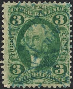 R18c 3¢ Revenue: Proprietary (1862) Used/CDS