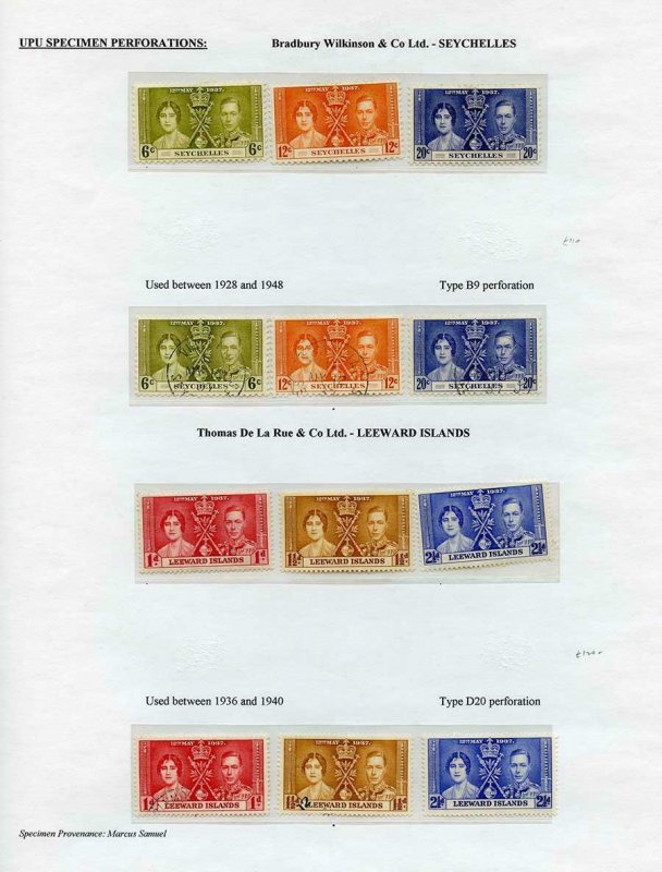 Seychelles and Leeward Is 1937 Coronation Page