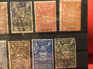 Republic Argentina 1914 - 1925 Revenue stamps Ref 58956 