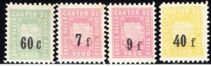 Canton de Vaud, Real Rights Revenue Stamps, Switzerland, 60c,7f, 9f, 40f - MNHOG