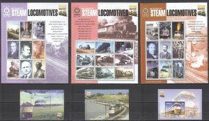 SS0358 GRENADA TRANSPORT TRAINS 200 YEARS OF STEAM LOCOMOTIVES 3KB+3BL MNH