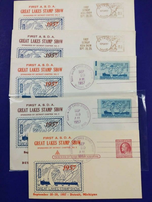 ASDA Great Lakes Stamp Show Detroit MI 1957 Philatelic Expo Meter slogan cover