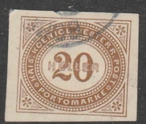 Autriche  1899  Scott No. J19  (O)  Postage due / Imperf.