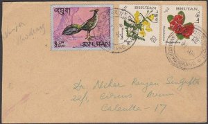 BHUTAN 1968 small cover to India - nice franking............................T835